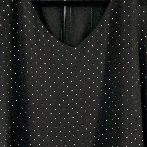Jennifer Lopez, Layered, Chiffon, Blouse, 3/4 Sleeves, Black, Gold Dots, Size S - Picture 7 of 12